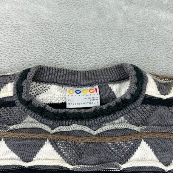 Vintage Coogi Men's Size XL Australia Grey Sweater 100% Cotton Made in Australia - Picture 7 of 14